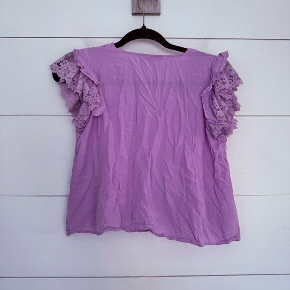 SHEIN Women’s Small Purple Flutter Sleeve Crop Top - Picture 4 of 5